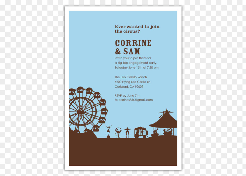 Silhouette Circus Skyline Wedding Invitation Engagement Party PNG