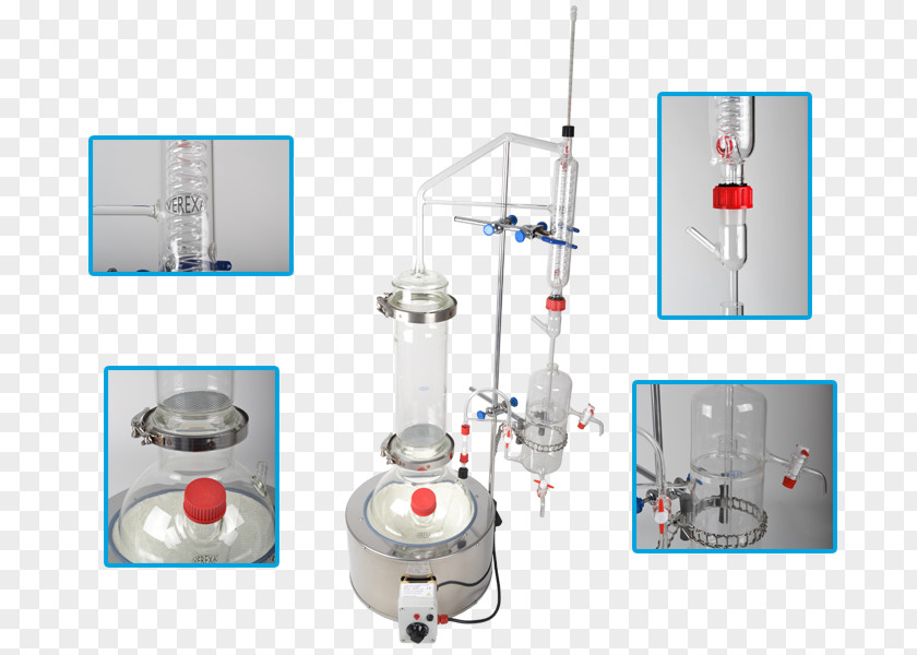 Design Composition Distillation Laboratory Glassware Essential Oil Condenser Round-bottom Flask PNG
