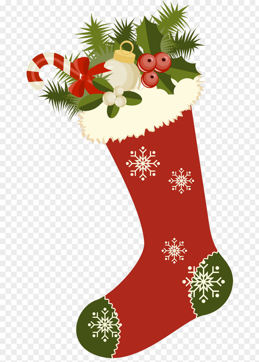 Red Retro Christmas Stocking Picture Clipart Gift Clip Art PNG