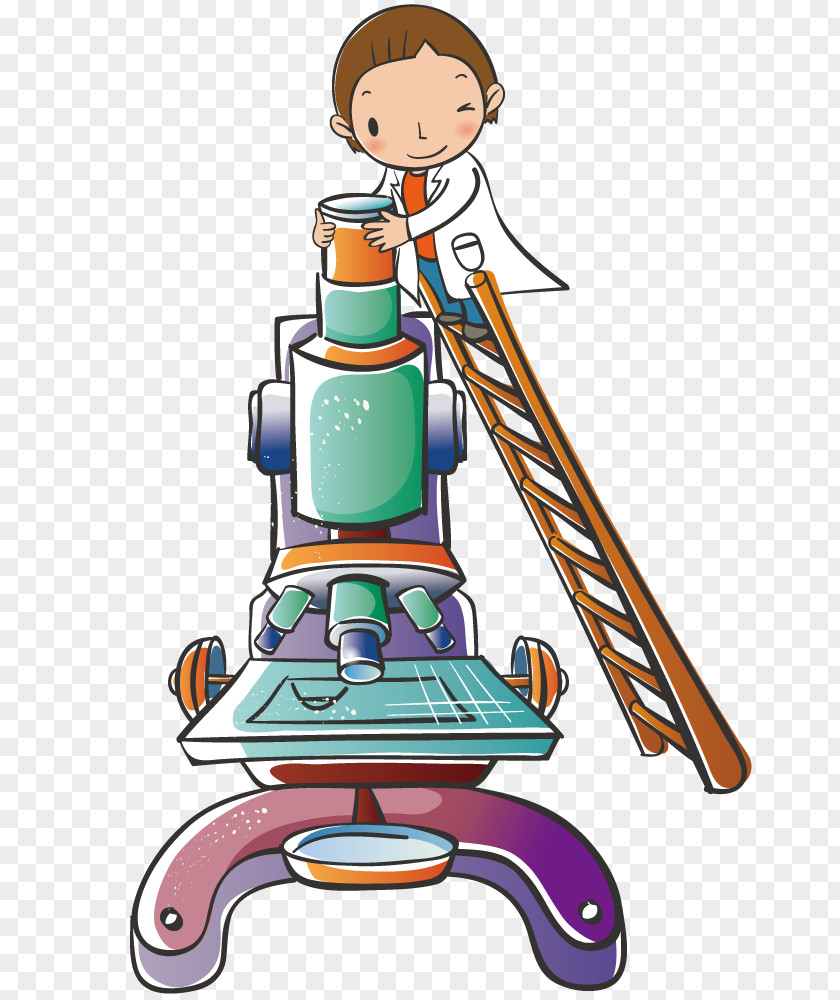 Study Boy Standing On A Ladder Cartoon Clip Art PNG