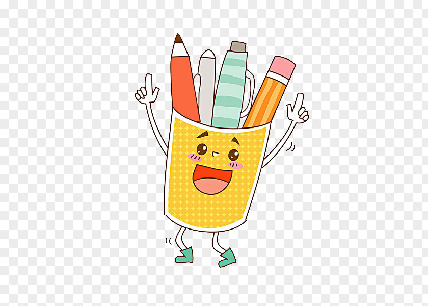 Yellow Pen Container Brush Pot PNG