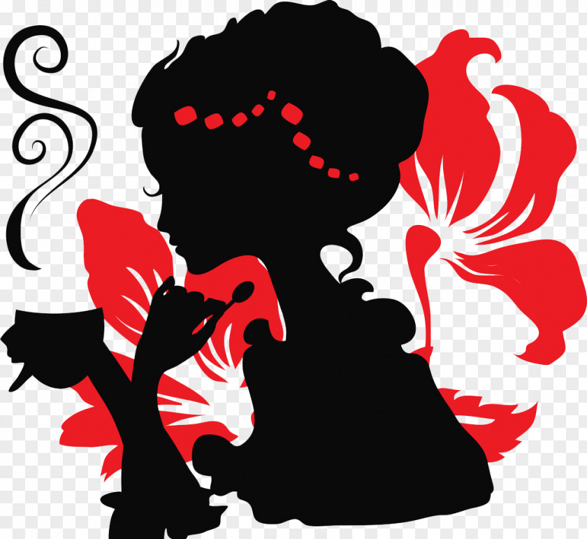 Beauty Avatar Coffee Silhouette Drawing Illustration PNG