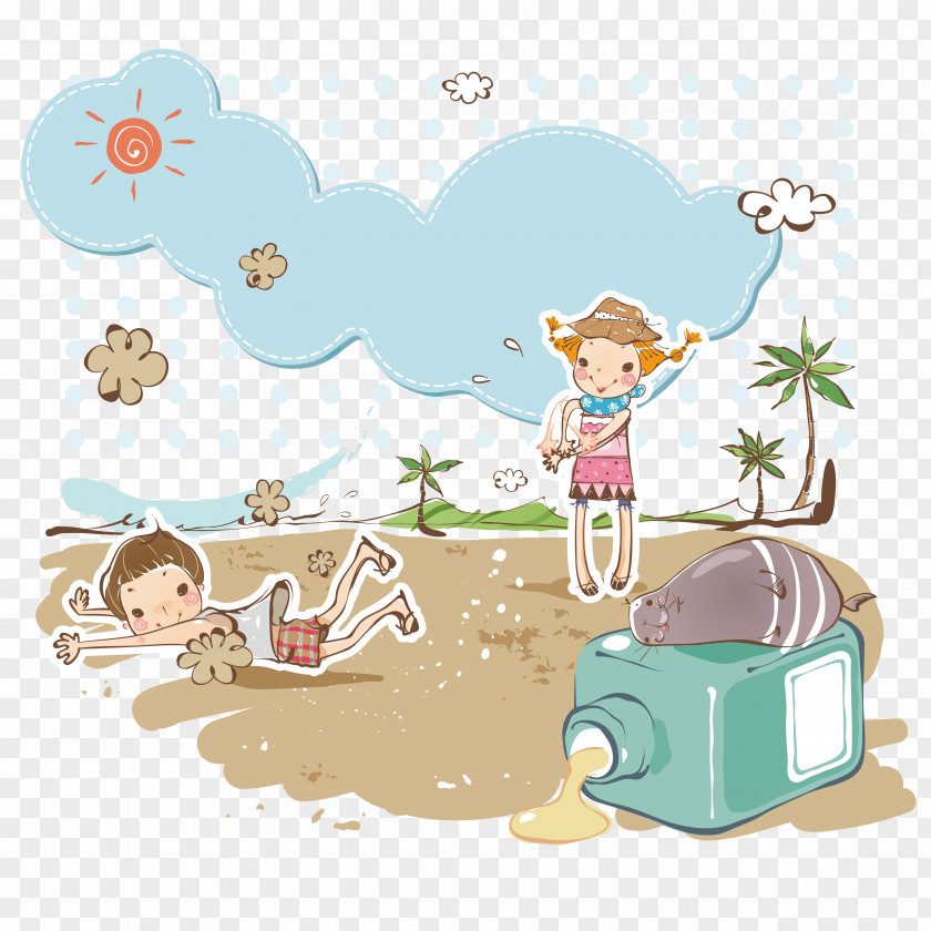 Cartoon Island Tour Illustration PNG