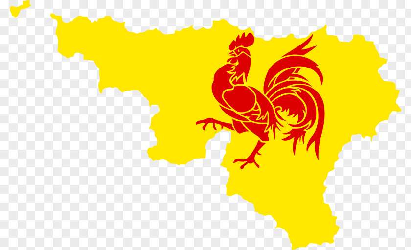 Flag French Community Of Belgium Wallonia Gallic Rooster PNG
