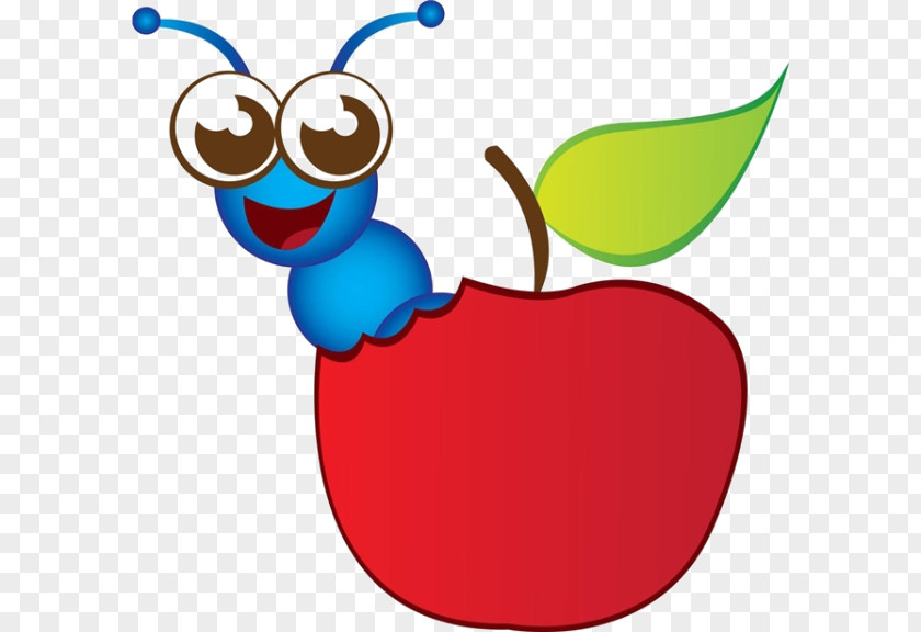 Free Bugs On Apples Worm Apple Caricature Illustration PNG