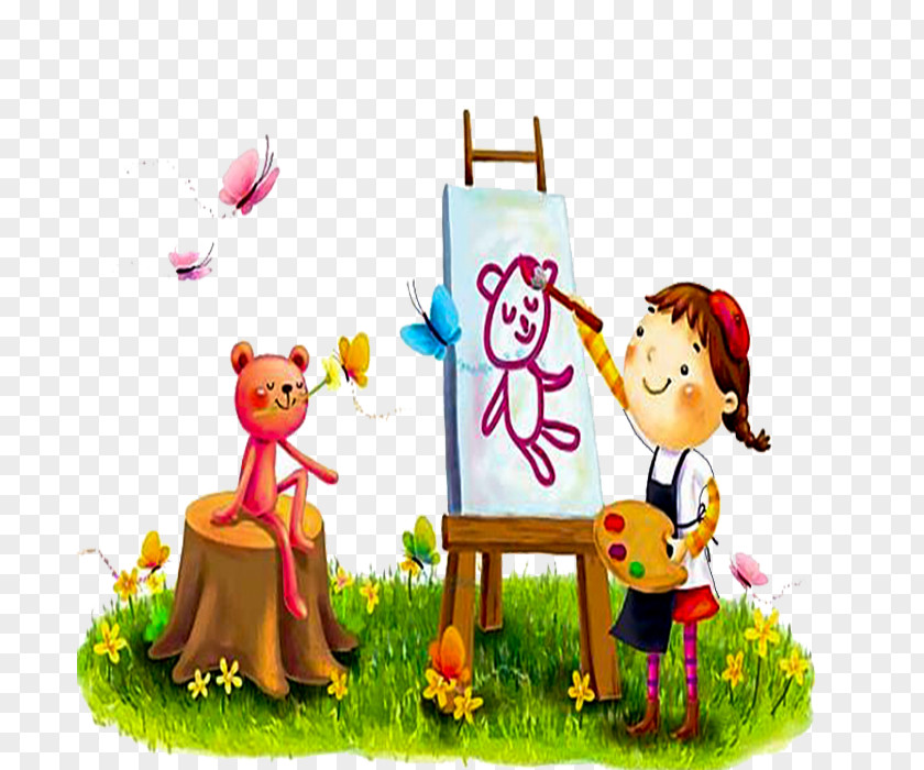 Baby Bear Child Painting Art Drawing Wallpaper PNG