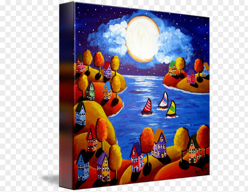 Full Moon Mid-autumn Festival Art Picture Frames Gallery Wrap Desktop Wallpaper Canvas PNG
