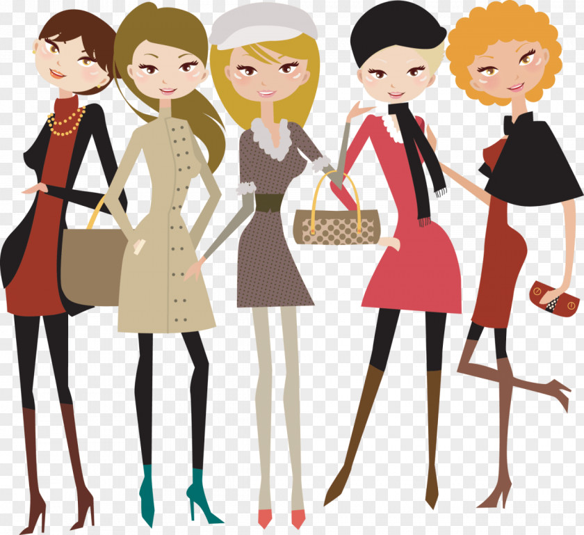 Lady Friends Drawing Fashion Illustration Image Stock Photography PNG