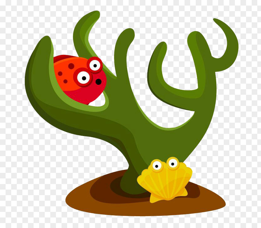 Seaweed Shell Deep Sea Creature Aquatic Animal Cartoon Clip Art PNG