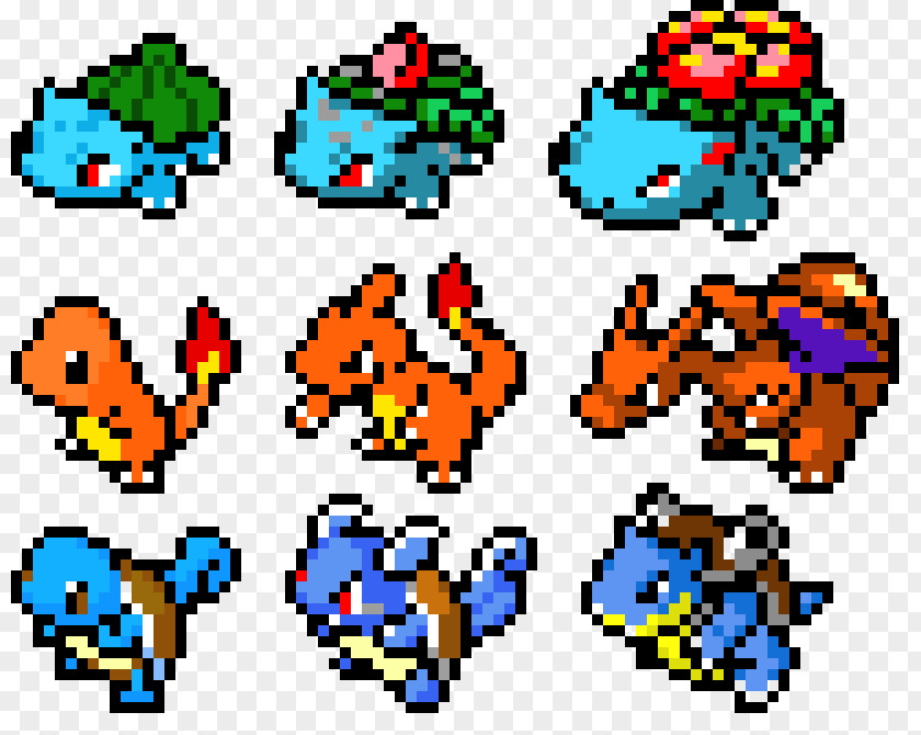 Pikachu Pokémon Charmander Pixel Art Squirtle PNG