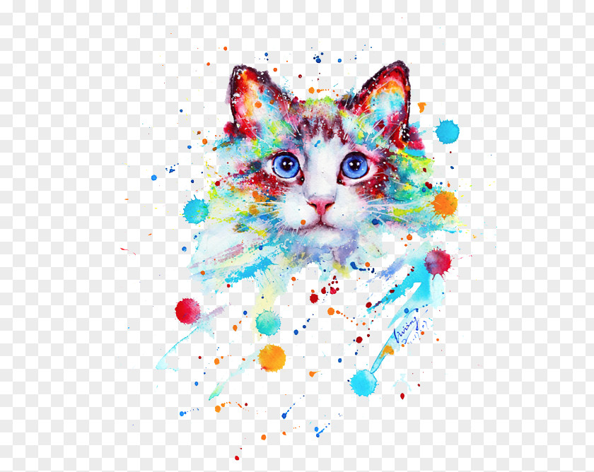 Watercolor Cat PNG cat clipart PNG