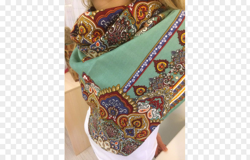 Paisley Scarf Shawl Wool Turquoise PNG