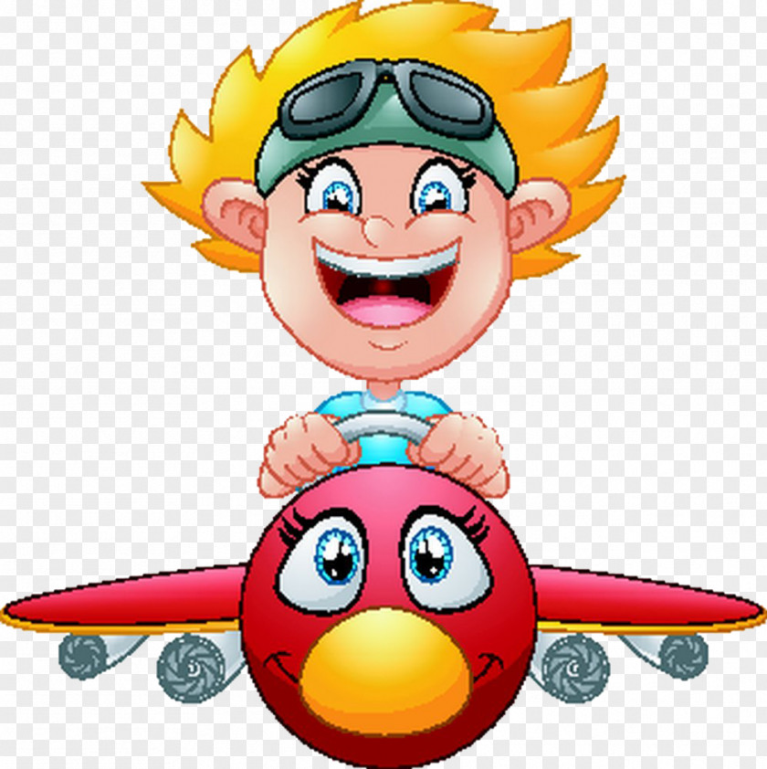 Aircraft Boy Airplane Cartoon Child Illustration PNG