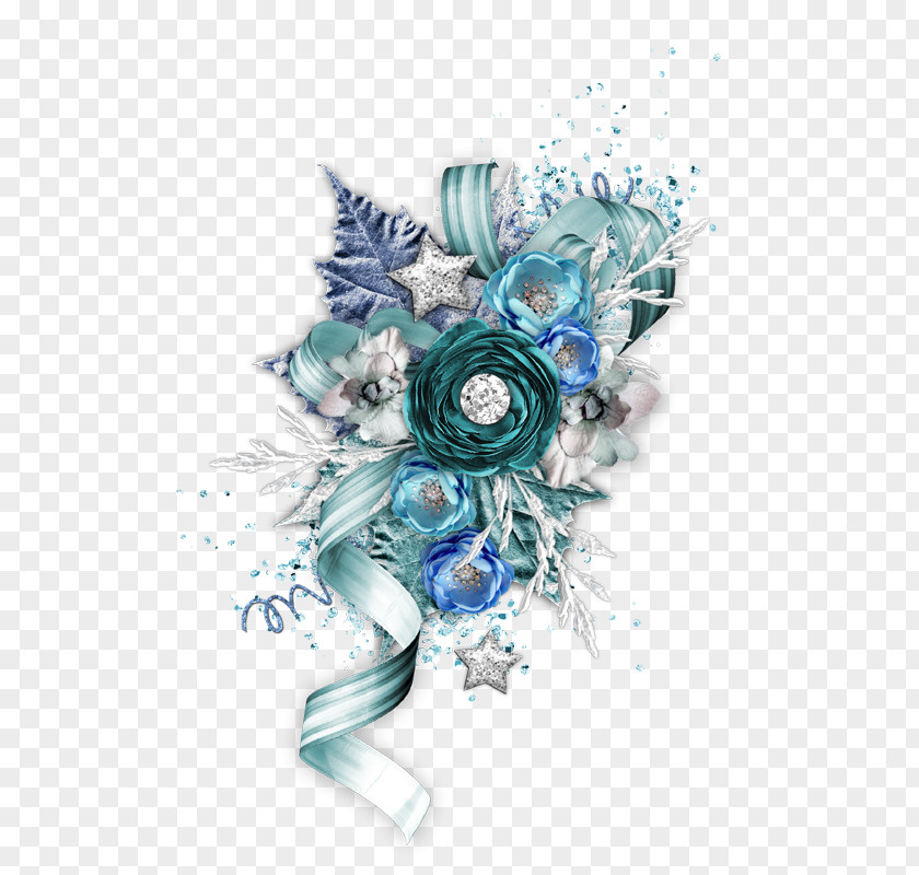 Glittery Blue Rose Digital Scrapbooking Flower PNG