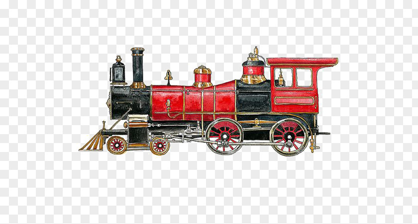 Red Train Rail Transport Steam Locomotive Engine PNG