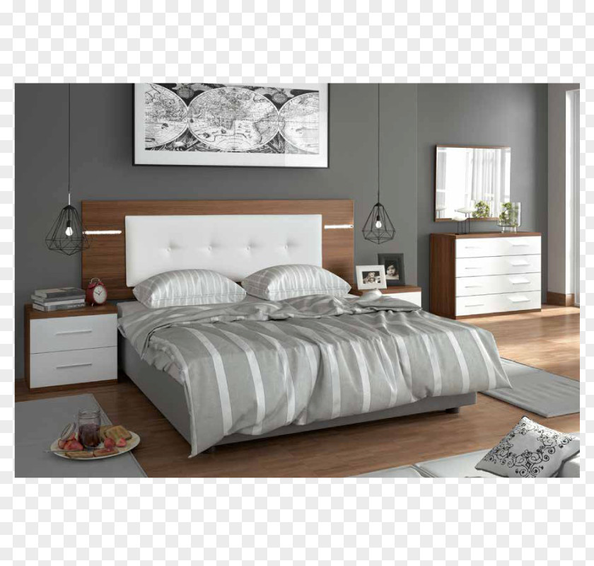 Table Bed Frame Bedside Tables Bedroom Sheets PNG