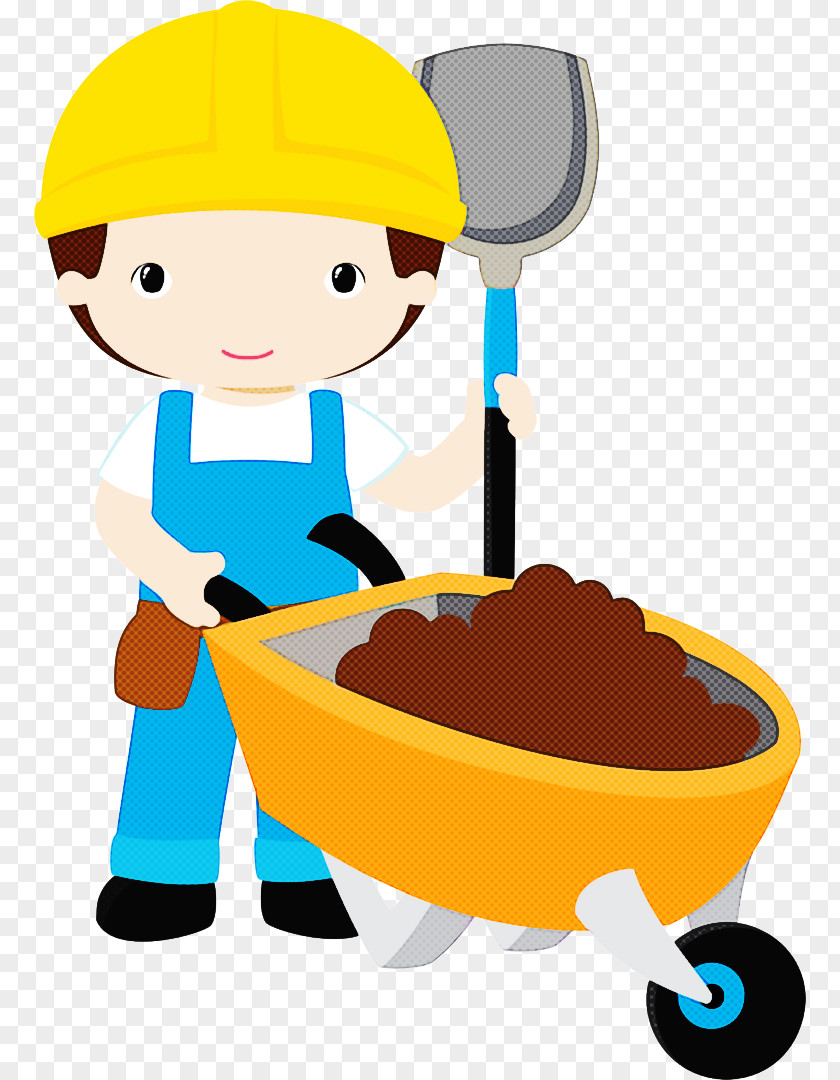 Cartoon Construction Worker Shovel Play Ladle PNG