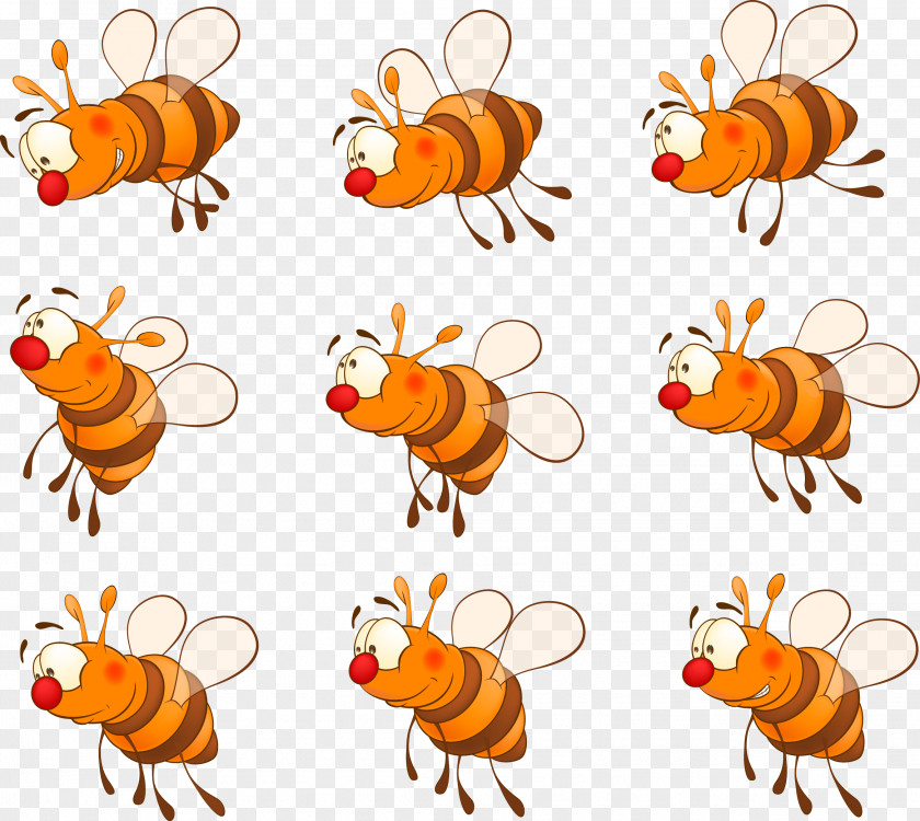 Cute Cartoon Bee Honey Insect Hornet PNG