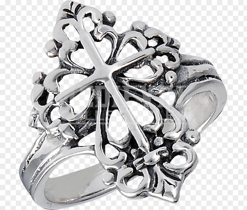 Gothic Celtic Cross Ring Sterling Silver Jewellery Platinum PNG