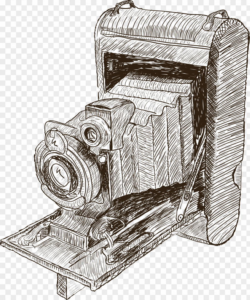 SLR Retro Camera Drawing Clip Art PNG