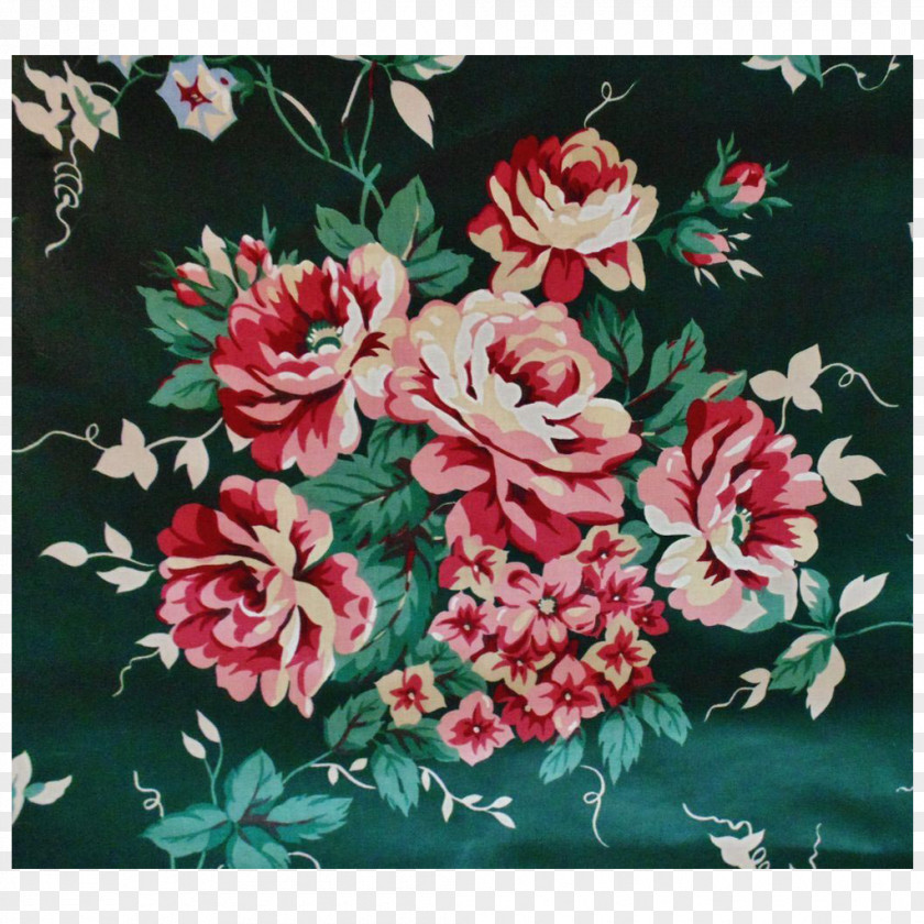 Vintage Background Flower Textile Chintz Floral Design Garden PNG