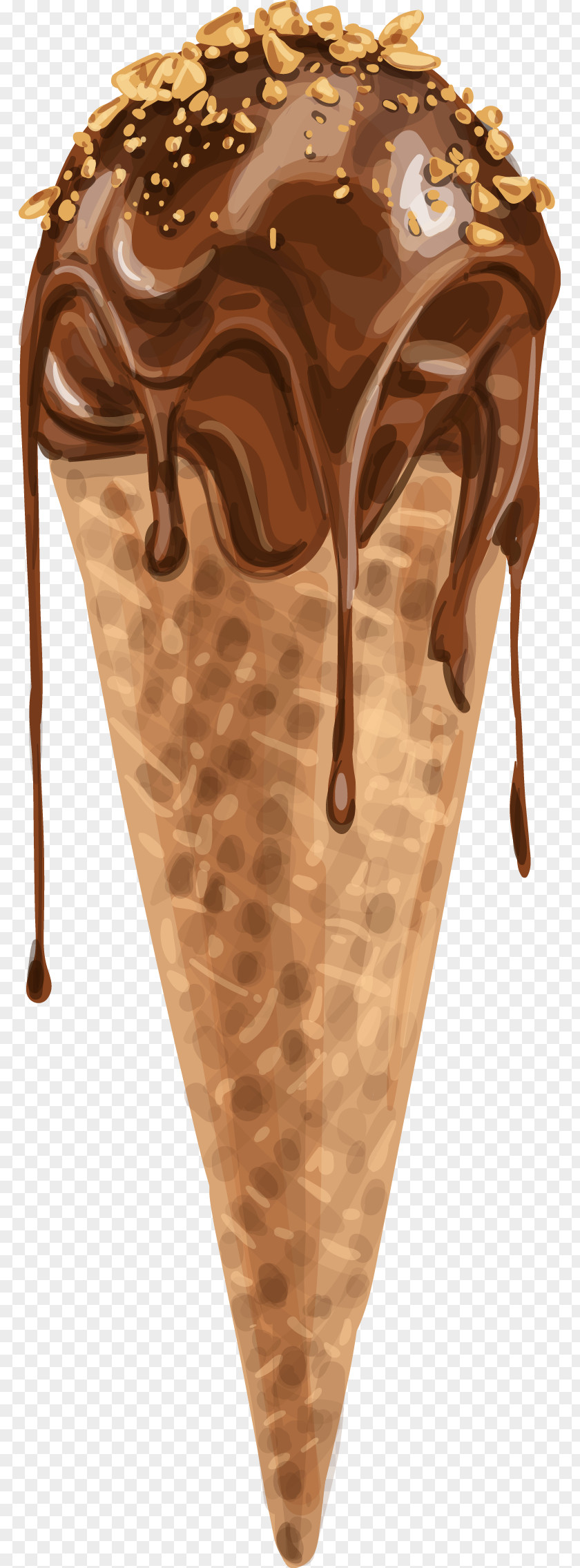 Vector Hand Painted Chocolate Cone Ice Cream Pop Doughnut PNG