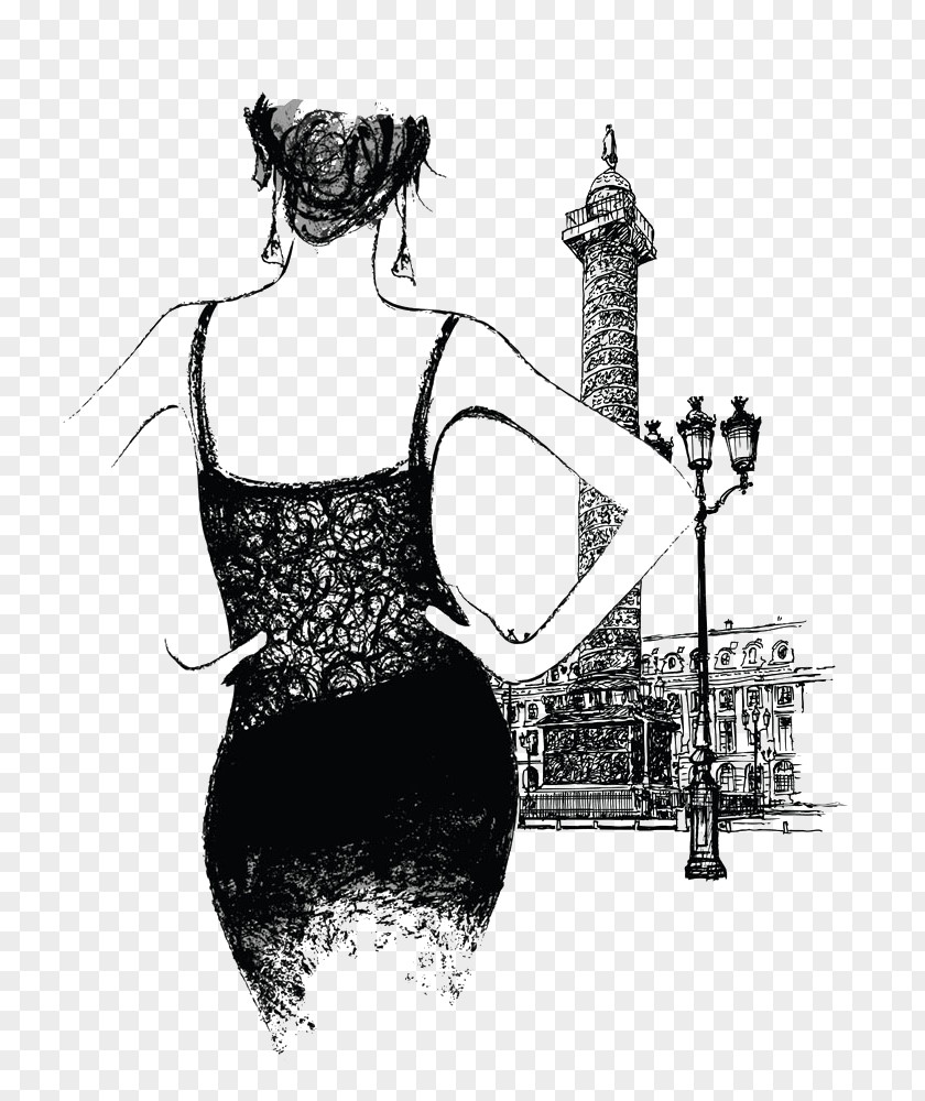 Woman Back Paris Stock Photography Illustration PNG