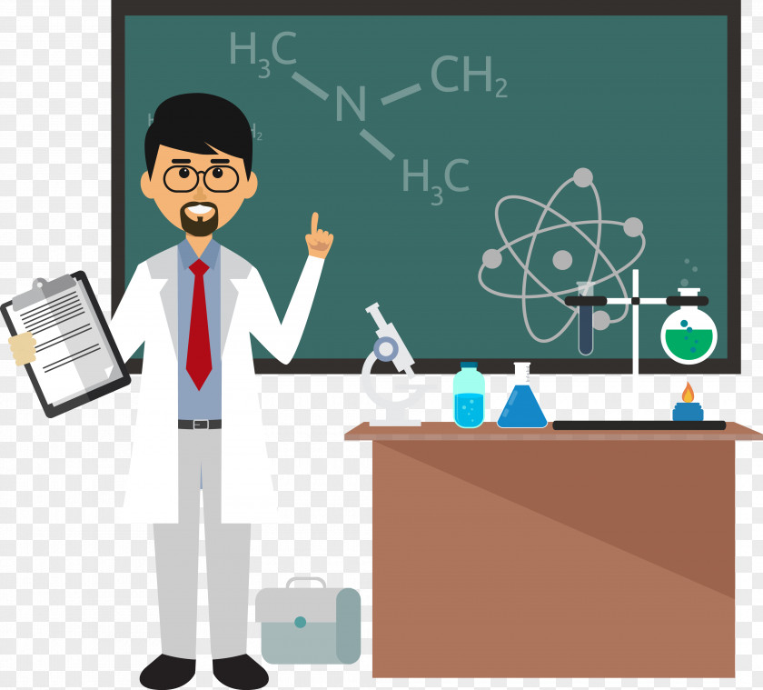 Cartoon Chemistry Teacher Chemical Formula Science PNG