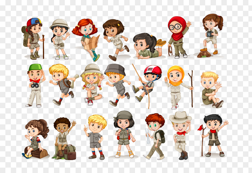 Cartoon Children Scouting Camping Royalty-free Illustration PNG