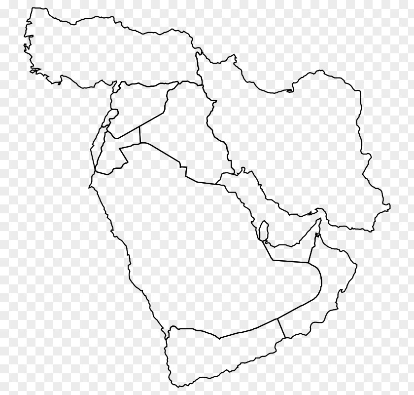 Map Middle East Western Asia Blank World PNG