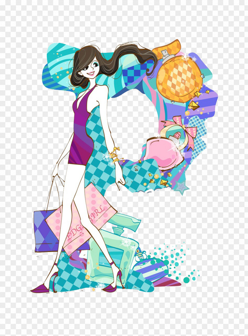 Beauty Perfume Shopping Cartoon Illustration PNG