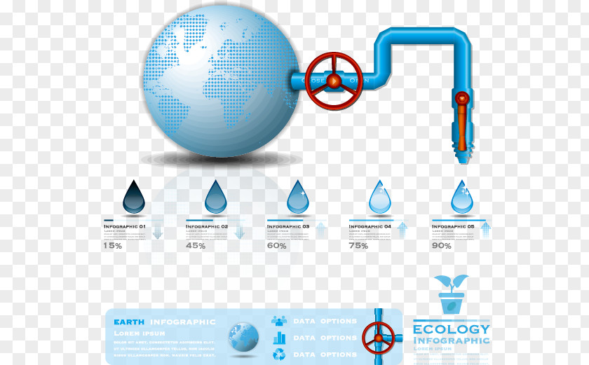 Blue Water Element Material Infographic Pipeline Transportation Illustration PNG