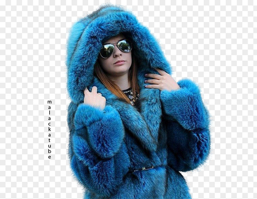 With A Blue Hat Fur Clothing Fake Wool Parka PNG