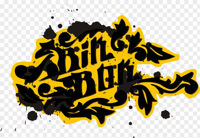 English Ink Jet Yellow Decorative Material Inkjet Printing Illustration PNG