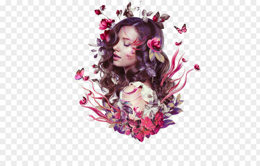 Flowers Butterfly Goddess Photo Manipulation Portrait Tutorial PNG