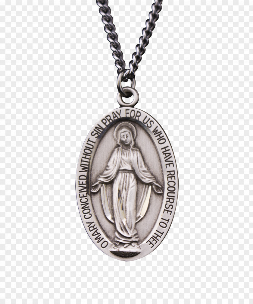 Silver Medal Miraculous Rosary Locket Prayer Charms & Pendants PNG