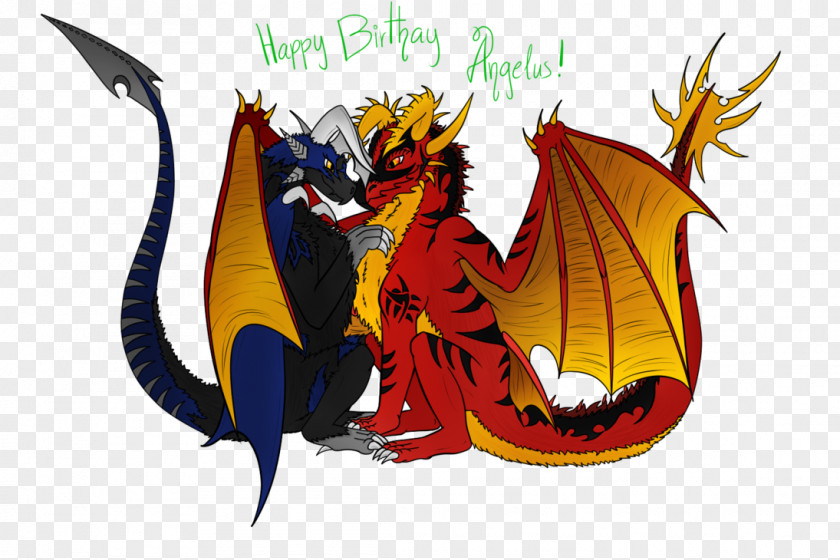 Happy B.day Dragon Cartoon PNG