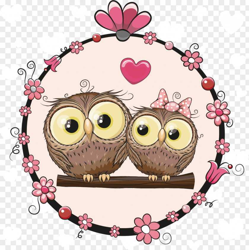Cartoon Animals Vector Material Couple Owl Illustration PNG