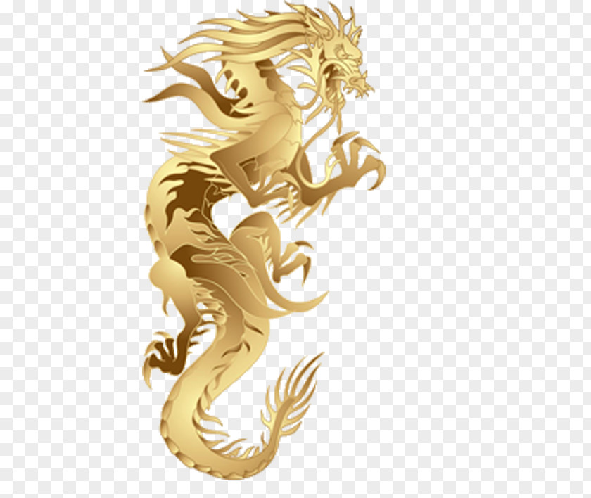 Golden Dragon Relief Shading Borders Chinese Drawing Clip Art PNG