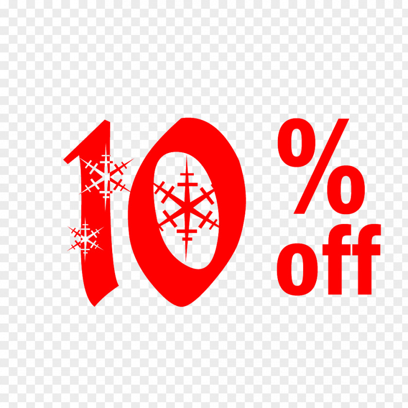 Snow Christmas Sale 10% Off Discount Tag. PNG