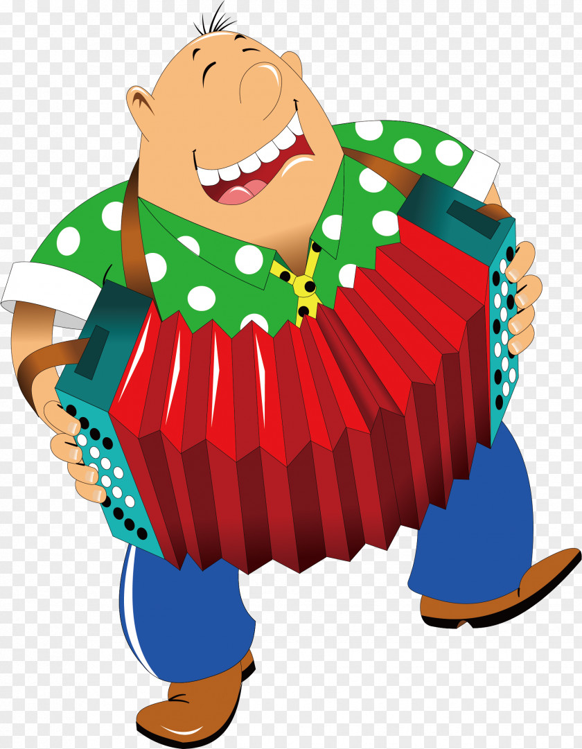 Vector Playing Accordion Cartoon Illustration PNG