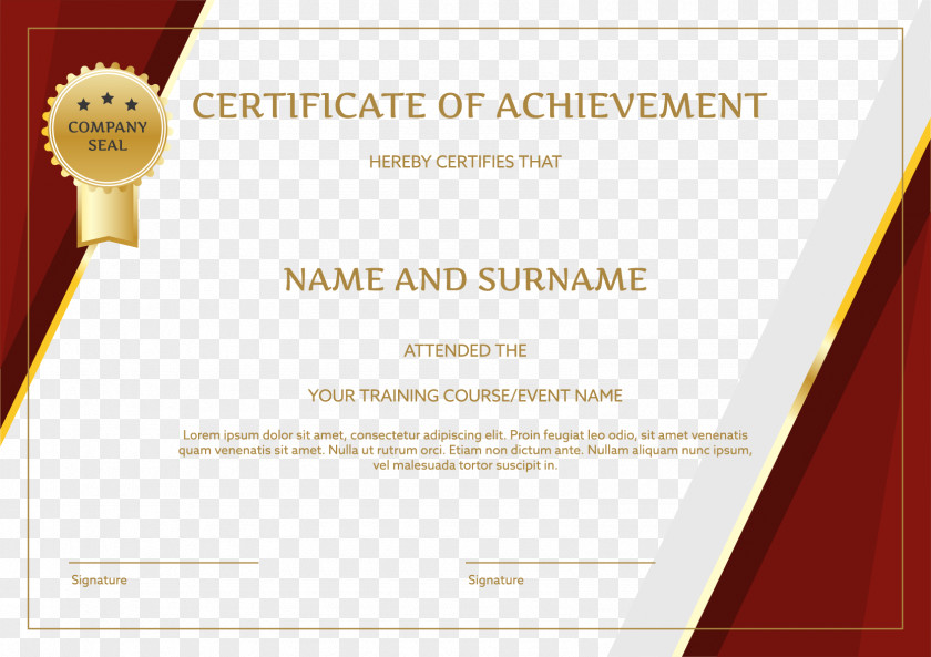 Red Border English Certificate PNG