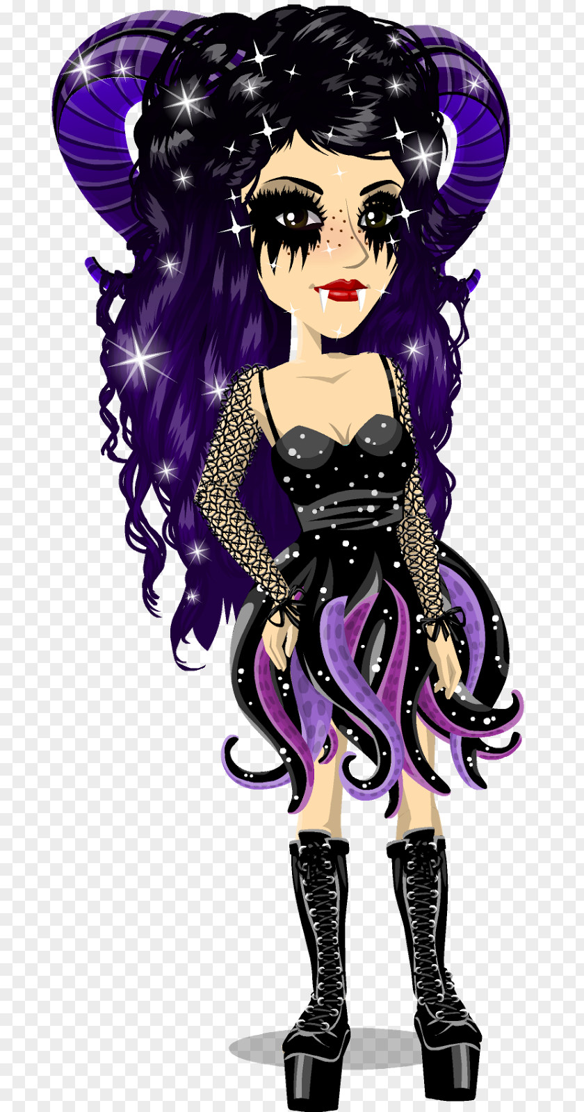 Happy 8 March Day Black Hair Cartoon Doll PNG
