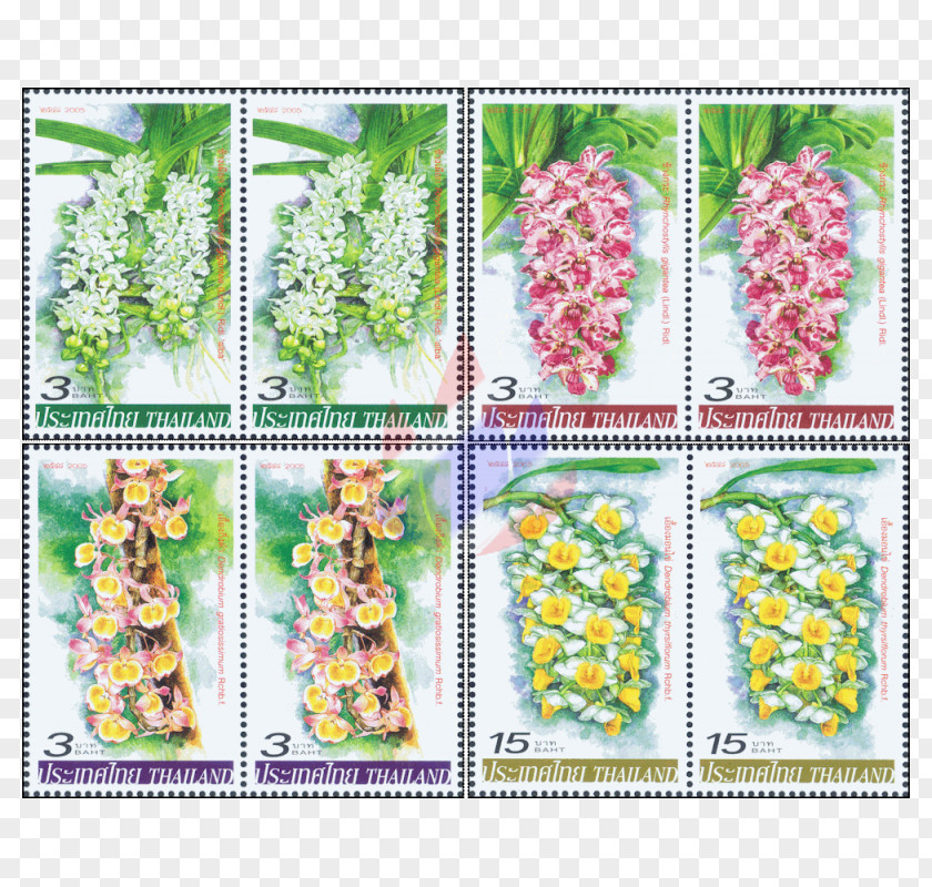 Design Floral Fauna Postage Stamps PNG