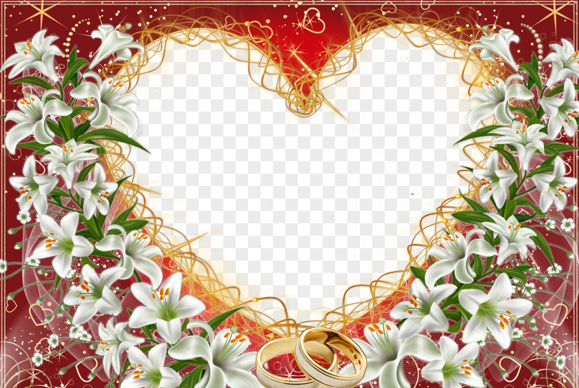 Red Lily Background Wedding Photography PNG