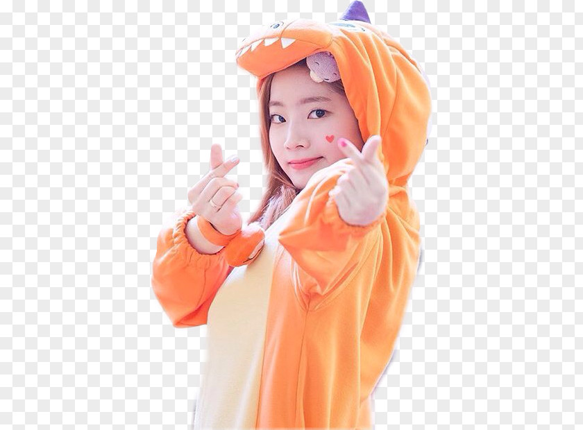 DAHYUN TWICE K-pop KNOCK Singer PNG Singer, dahyun twice, woman in orange costume clipart PNG