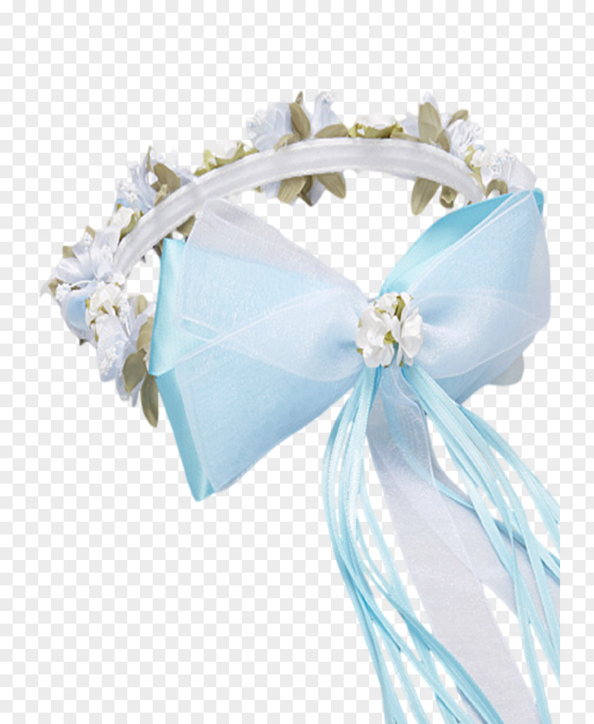 Silk Satin Blue Ribbon Wreath Textile PNG