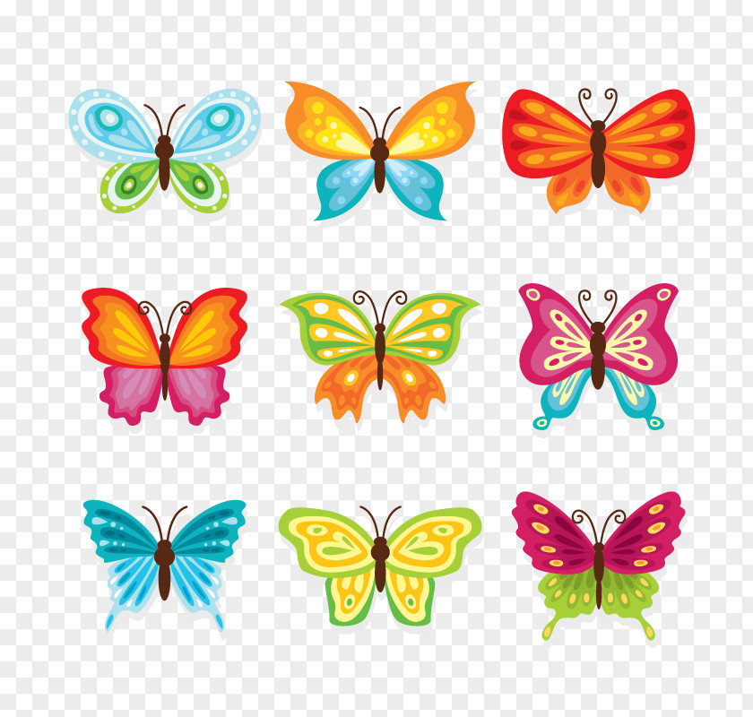 Vector Colorful Butterfly Cartoon Download PNG