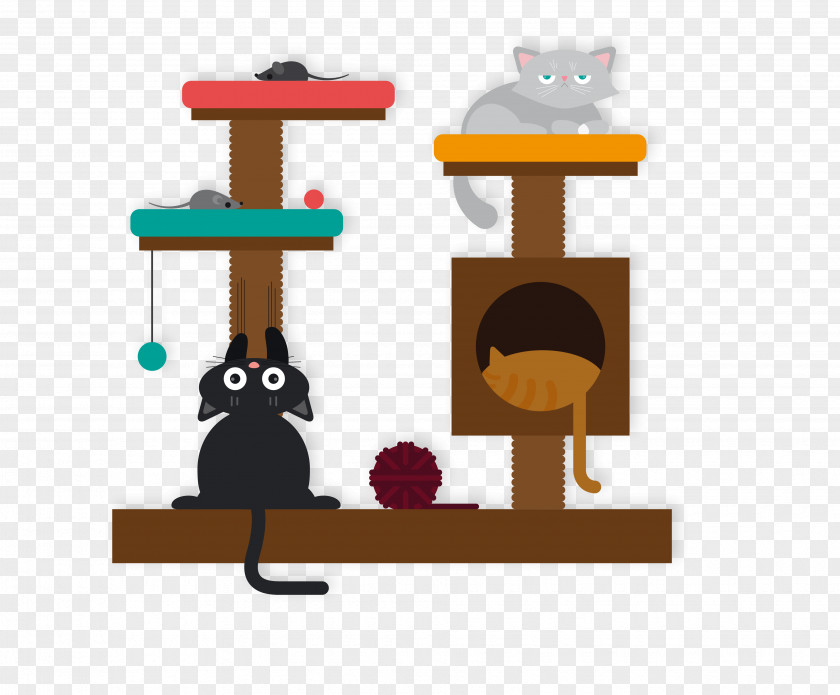 Vector Dark Creative Cartoon Hanging Cat Pattern Play And Toys Felidae Illustration PNG
