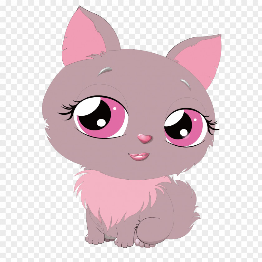 Cartoon Cat Lady Pink Whiskers Illustration PNG